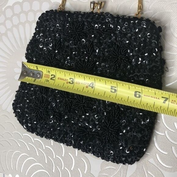 Sequined Evening Bag, Black with Gold - Picture 11 of 11